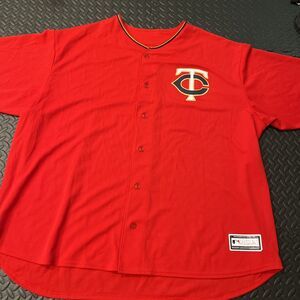Rare Vtg Minnesota Twins Men's Big & Tall Red Short Sleeve Button Jersey Sz 3XL